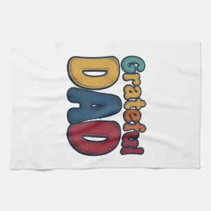 Grateful Dad Retro Bubble Letter Shirt Design_1 Tea Towel