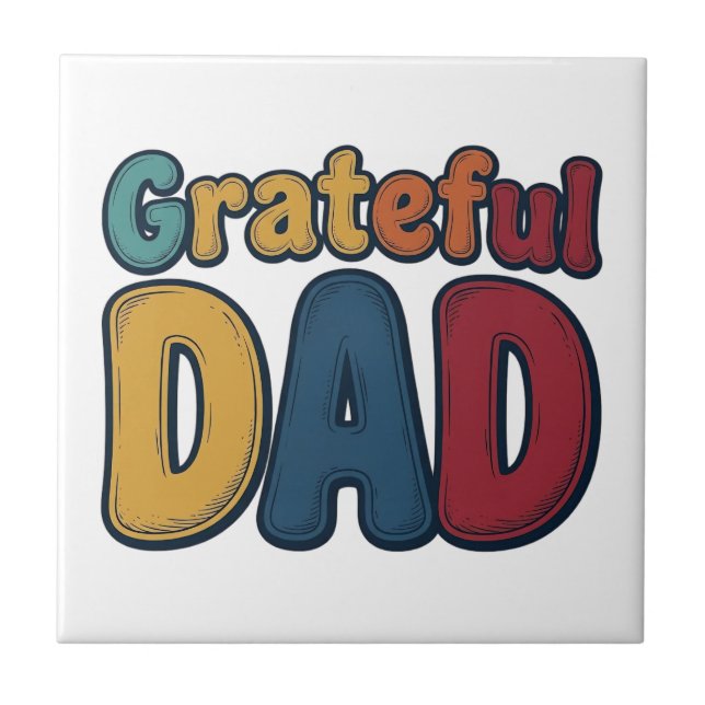 Grateful Dad Retro Bubble Letter Shirt Design_1 Tile (Front)