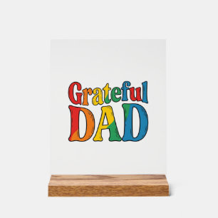 Grateful Dad Vintage Rainbow Typography Shirt_1 Acrylic Sign