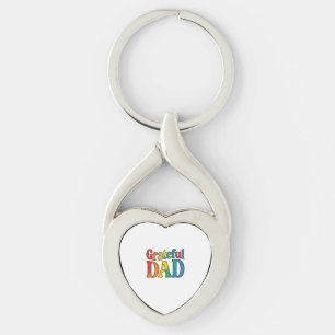 Grateful Dad Vintage Rainbow Typography Shirt_1 Key Ring