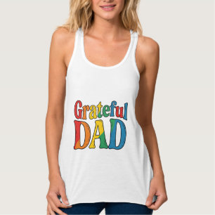 Grateful Dad Vintage Rainbow Typography Shirt_1 Singlet