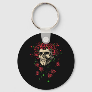Grateful Dead Bertha Skull With Roses Vintage Band Key Ring