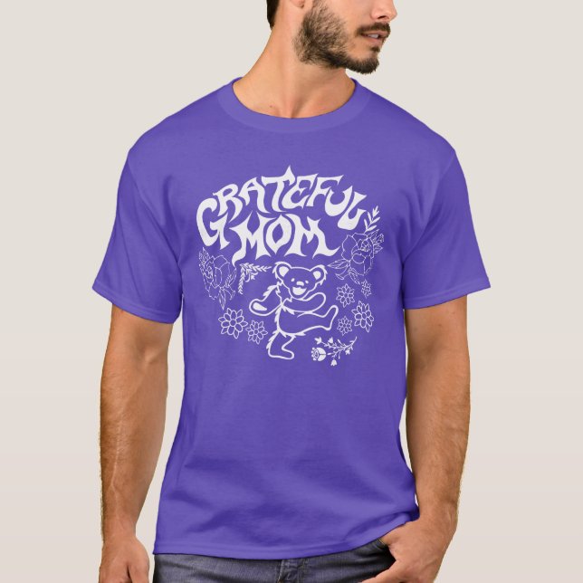 Grateful Dead Grateful Mom Dancing Bear and Flower T-Shirt (Front)