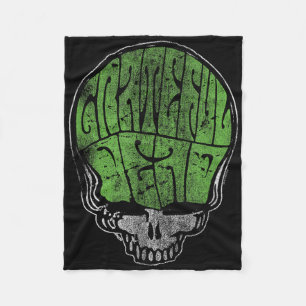 Grateful Dead Psychedelic Green Stealie Skull Vint Fleece Blanket