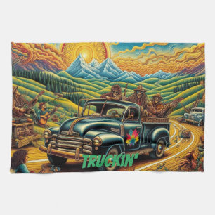 Grateful Dead Truckin' - Sun-Kissed Road Trip Tea Towel
