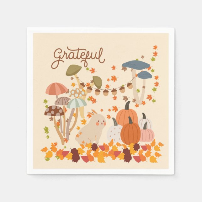 Grateful Fall Bunny Napkin (Front)