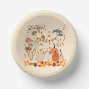 Grateful Fall Bunny Paper Plate