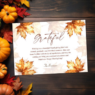 Grateful Fall Elegant Modern Rustic Thanksgiving Holiday Card