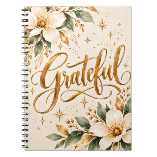 Grateful Floral Gold Notebook