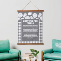 Grateful for Family Message Fall Flowers Plaid