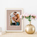 Grateful For Family Modern Geometric Arch 1 Photo Poster<br><div class="desc">A message of thankfulness and gratefulness. Our modern and stylish design with an uplifting message of hope, love, and gratefulness is sure to bring joy this Christmas holiday season. Design features a modern geometric design with simple arch shapes and concentric geometric faux gold elements. Beautiful typography "Grateful For Family" is...</div>