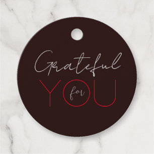 "Grateful for you" Dark Brown Favour Tag