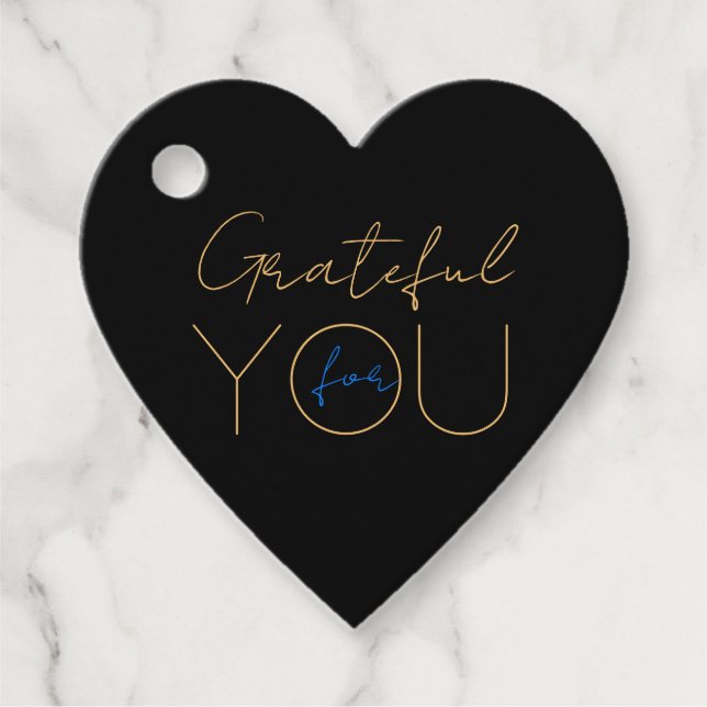 💖 "Grateful for You" Gift Tag | Modern Black (Front)