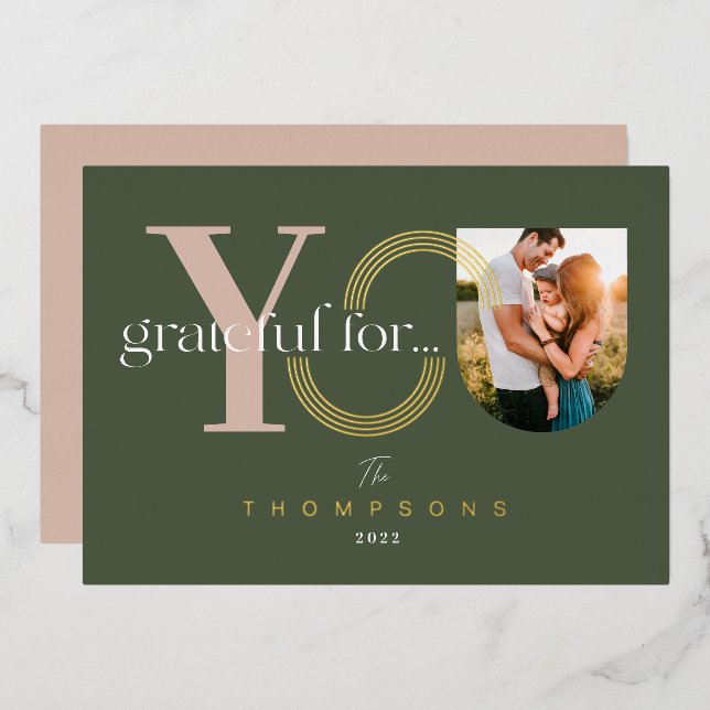 Grateful For You Modern Geometric Arch One Photo (Front/Back)