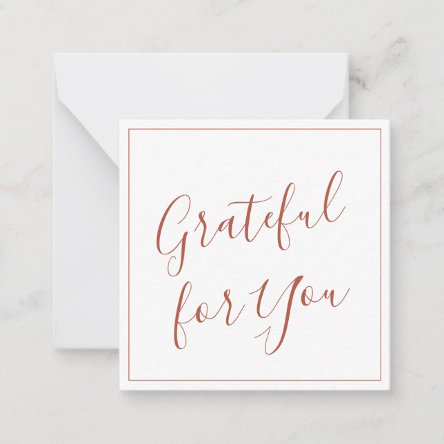 Grateful for You Script Terracotta Personalised Card (Front)