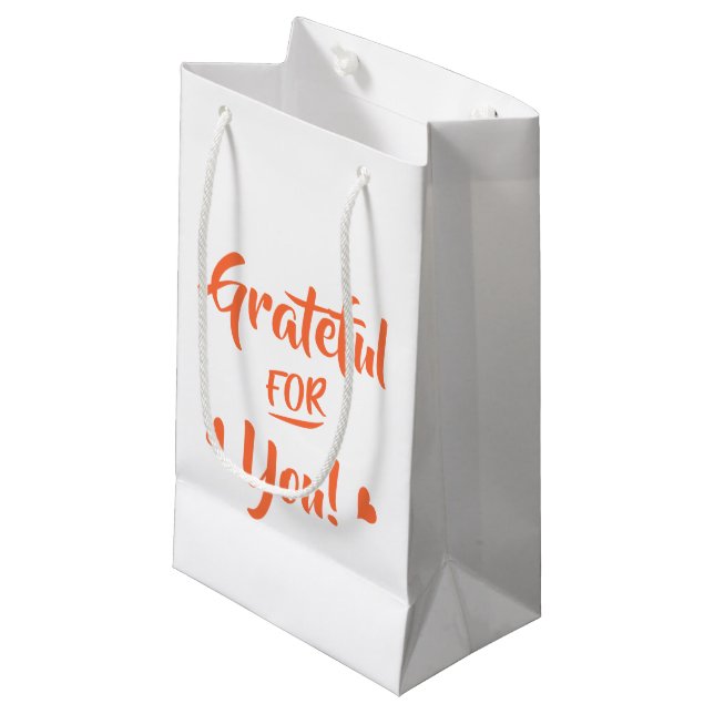 Grateful For You Thanksgiving Quote Small Gift Bag (Front Angled)