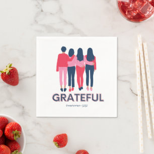 Grateful Friendsgiving Girly Thanksgiving Napkin