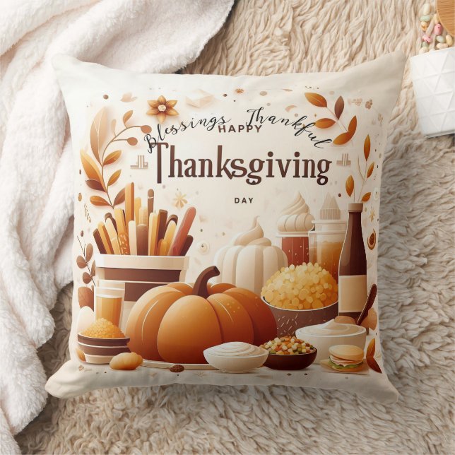 Grateful Gatherings: Festive Thanksgiving  Cushion (Blanket)
