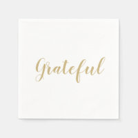 Grateful gold script cute thanksgiving paper