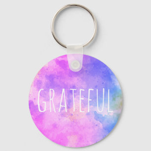"Grateful" gratitude reminder minimalistic modern Key Ring