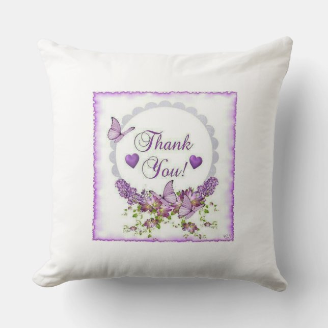  Grateful Greetings: Thank You Floral Pillow (Front)