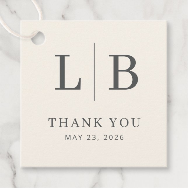 Grateful Grey Minimalist Wedding Favour Tag (Front)