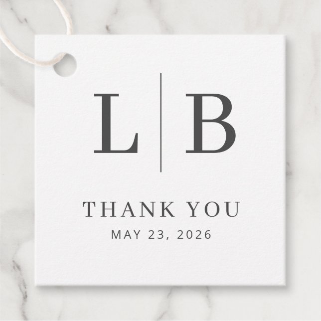 Grateful Grey Minimalist Wedding Favour Tag (Front)