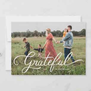 Grateful Hand-Lettered Holiday Photo Card