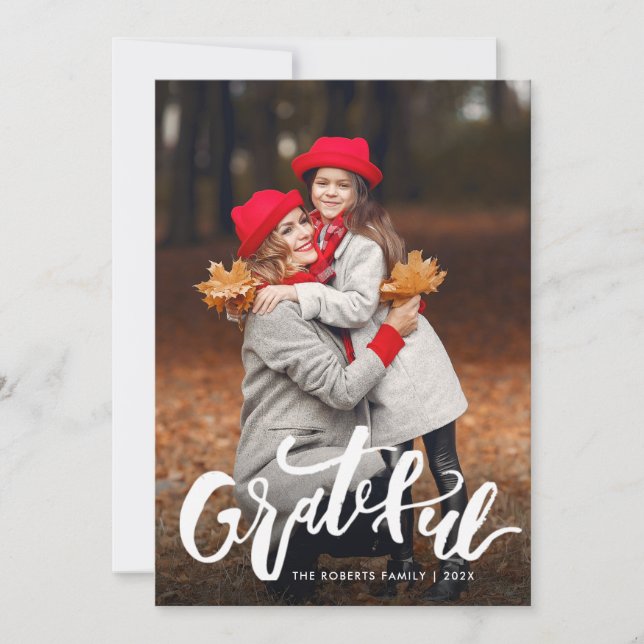 GRATEFUL | Happy thanksgiving photo card (Front)