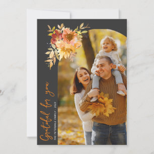 Grateful, happy thanksgiving photo greeting card
