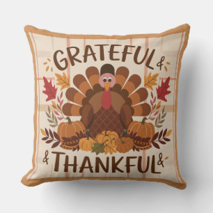 Grateful Heart autumnal Blessings Thanksgiving Cushion
