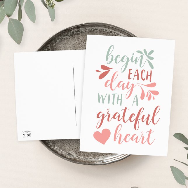 Grateful Heart | Hand Lettered Typography Quote Postcard (Creator Uploaded)