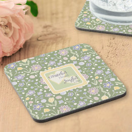 Grateful Heart Joyful Life Floral Coaster Set