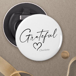 Grateful Heart   Minimal Handwritten Ink Script Bottle Opener
