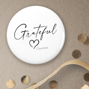 Grateful Heart Minimal Handwritten Ink Script Magnet