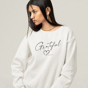 Grateful Heart   Minimal Handwritten Ink Script Sweatshirt