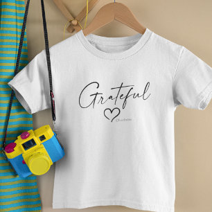 Grateful Heart   Minimal Handwritten Ink Script Toddler T-Shirt