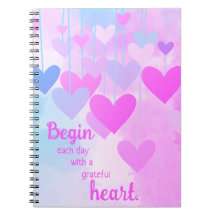 Grateful Heart Pink Purple Blue Gratitude Quote