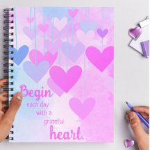 Grateful Heart Pink Purple Blue Gratitude Quote