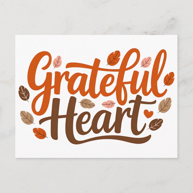 Grateful Heart Typography design Postcard (Front)