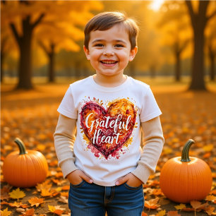 Grateful Heart Watercolor Calligraphy kids T-Shirt