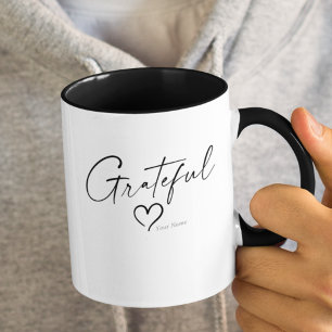 Grateful Heart   Your Name Ink Script Two Tone Mug