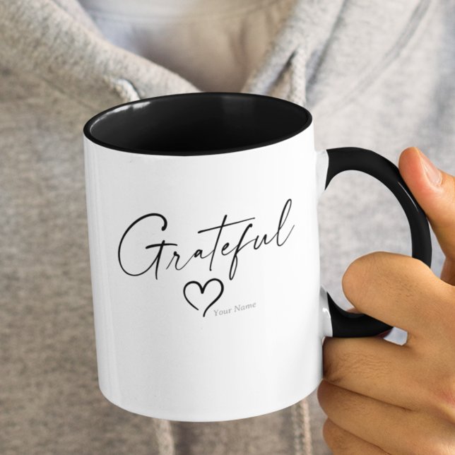 Grateful Heart | Your Name Ink Script Two Tone Mug (Creator Uploaded)