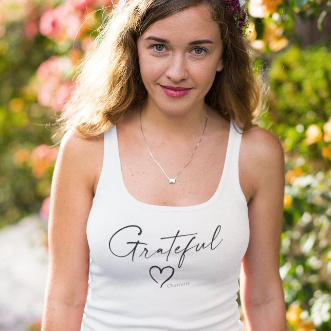 Grateful Heart | Your Name Minimal Ink Script Singlet (Creator Uploaded)