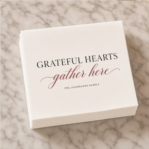Grateful Hearts Gather Here Personalised Napkin