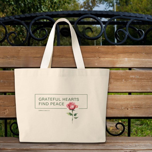 Grateful Hearts Inspirational Tote Bag – Elegant (Creator Uploaded)