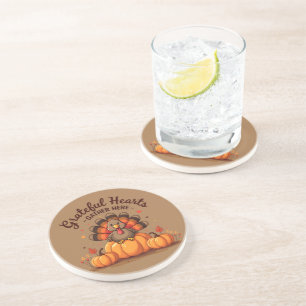 Grateful Hearts Thanksgiving Turkey Coaster