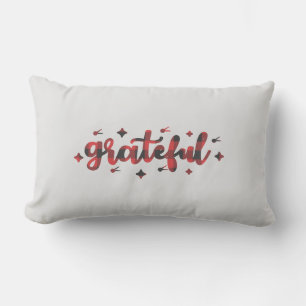 Grateful Lettering Buffalo Lumberjack Red Black Lumbar Cushion