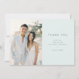 Grateful Light Blue Minimalist Photo Thank You Card