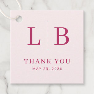 Grateful Magenta Serif Wedding Favour Tag